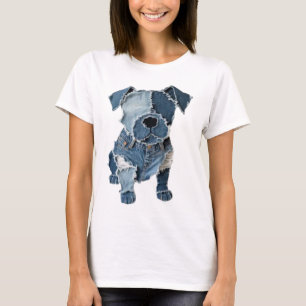 Faux Denim Patchwork Dog T-Shirt