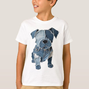Faux Denim Patchwork Dog T-Shirt