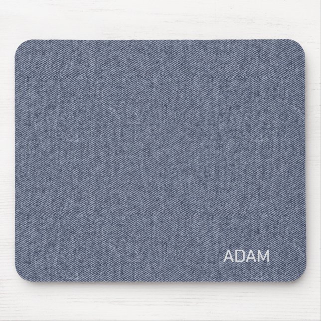 Faux Denim Texture Navy Blue Mousepad (Front)