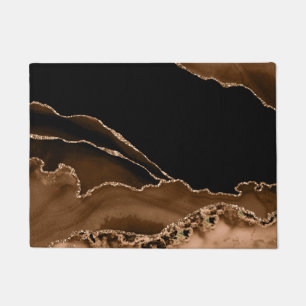 Faux Desert Brown Marbled Agate Contemporary Stone Doormat