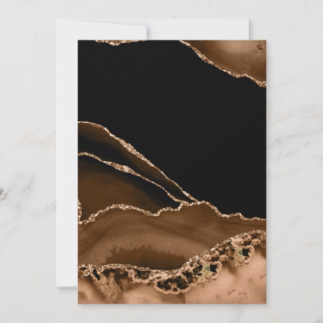 Faux Desert Brown Marbled Agate Contemporary Stone Invitation (Front)