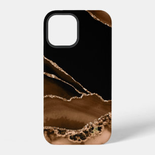 Faux Desert Brown Marbled Agate Contemporary Stone iPhone 12 Case