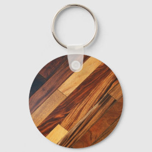 Faux Diagonal Wood Flooring Key Ring