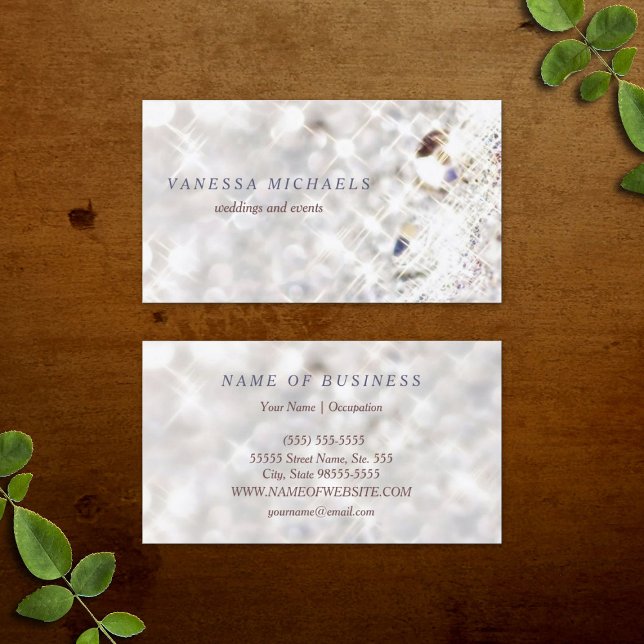 Faux Diamond Bling Glitter Bokeh Event Planner Business Card (Faux Diamond Bling Glitter Bokeh Event Planner Business Cards)