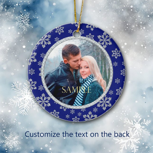 Faux Diamond Blue Snowflake Frame Ceramic Tree Decoration (Creator Uploaded)
