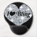 Faux diamond heart design 'i love bling' mouse mat