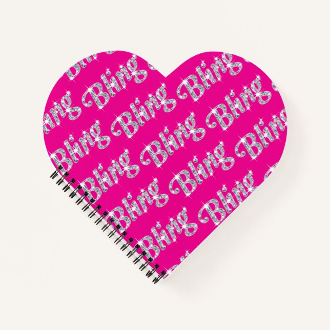 Faux diamond on hot pink Bling design Notebook (Front)