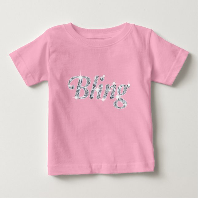 Faux diamond on pastel pink 'Bling' design Baby T-Shirt (Front)