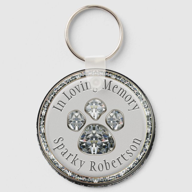 Faux Diamond Paw Print Key Ring (Front)