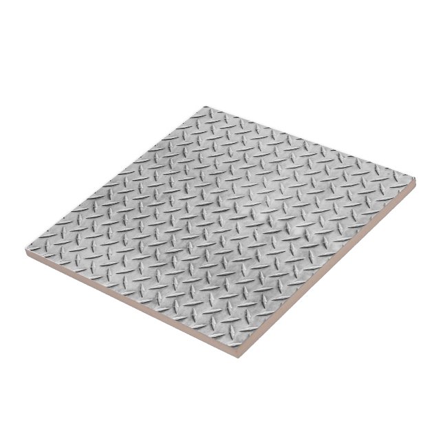 Faux Diamond Plating Background Ceramic Tile (Side)