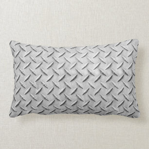 Faux Diamond Plating Background Lumbar Cushion