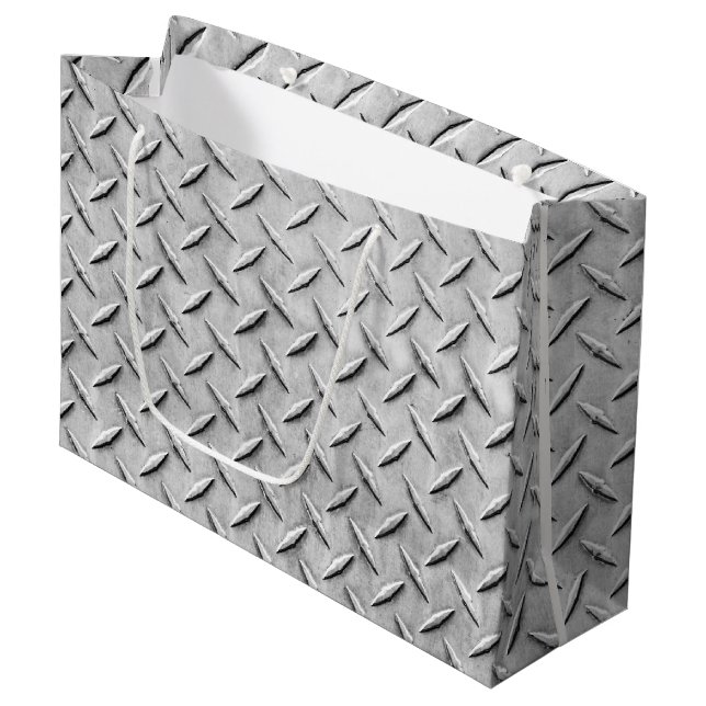 Faux Diamond Plating  Large Gift Bag (Front Angled)