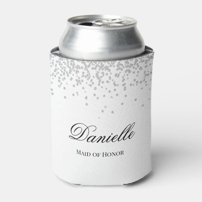 Faux Diamond White and Black Elegant Personalised Can Cooler (Can Front)