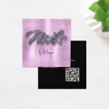 Faux Diamonds Holographic Nails Business Card