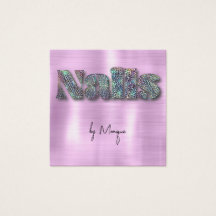Faux Diamonds Holographic Nails Business Card