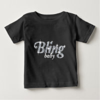 Faux diamonds on black 'Bling baby' text design