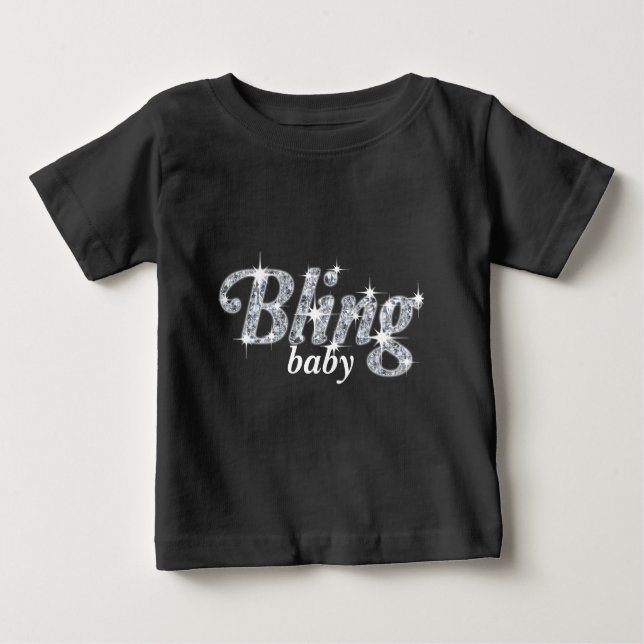 Faux diamonds on black 'Bling baby' text design Baby T-Shirt (Front)