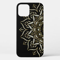 Faux diamonds texture mandala gold accent