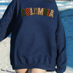 Faux Digital Patchwork Colombia Design Christmas Sweatshirt