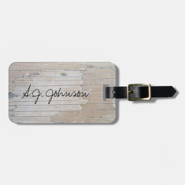 Faux Driftwood Luggage Tag (Front Horizontal)