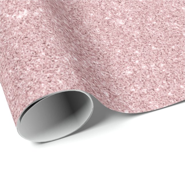 Faux Dusty Rose Glitter  Wrapping Paper (Roll Corner)