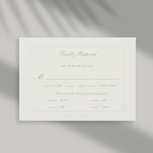 Faux Embossed Beaded Ecru Formal Wedding Meal RSVP