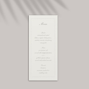 Faux Embossed Beaded Frame Formal Wedding Menu