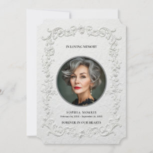 Faux Embossed Floral Funeral Photo Thank You Card