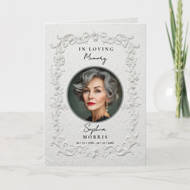 Faux Embossed Floral Memorial Funeral Program (Front)