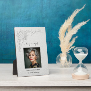 Faux Embossed Floral Memorial Photo Plaque