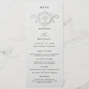 Faux Embossed Floral Wedding Flat Menu