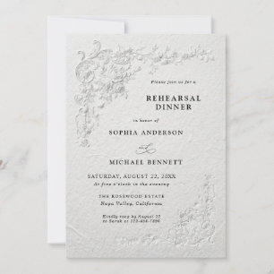 Faux Embossed Floral Wedding Rehearsal Dinner Invitation