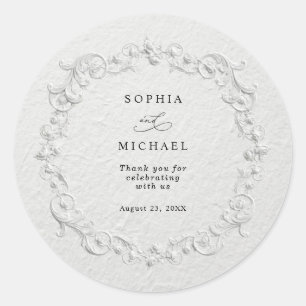 Faux Embossed Floral Wedding Sticker