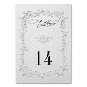 Faux Embossed Floral Wedding Table Numbers