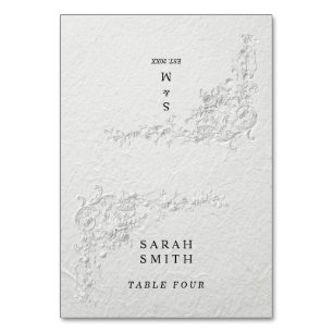 Faux Embossed Floral Wedding Table Place Card