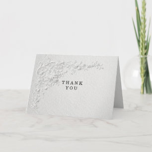 Faux Embossed Floral Wedding Thank You Card