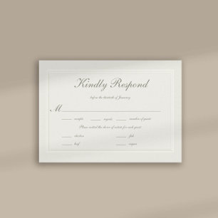 Faux Embossed Formal Elegant Wedding Meal RSVP