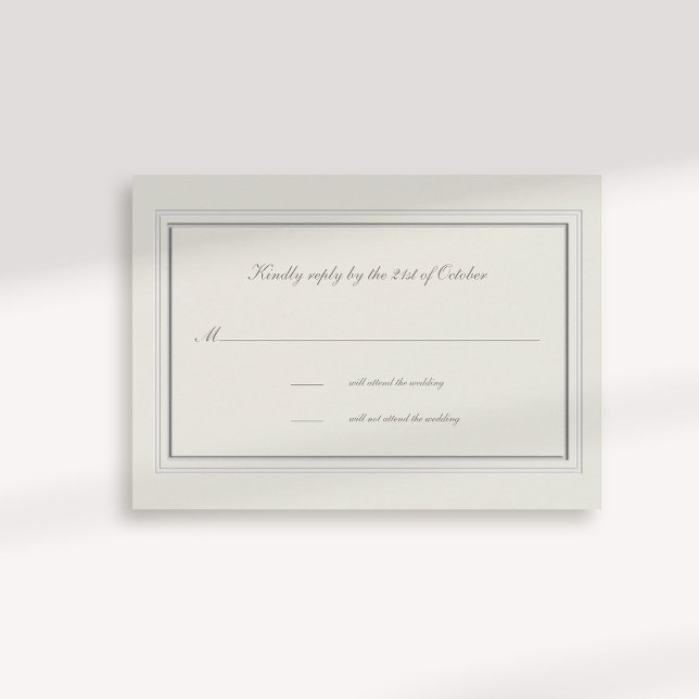 Faux Embossed Frame Ecru Formal Wedding Response (formal traditional elegant calligraphy wedding rsvp card faux embossed frame ecru classic)