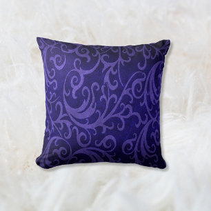 Faux Embossed Leather Swirl Royal Purple Cushion