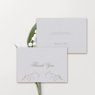 Faux Embossed Lily Valley Couple Formal Wedding Thank You Card