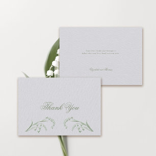 Faux Embossed Lily Valley Green Formal Wedding Thank You Card