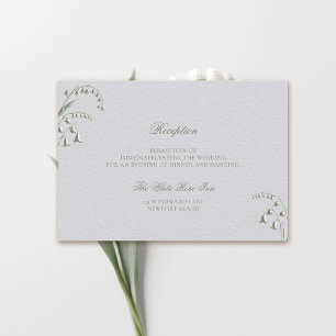 Faux Embossed Lily Valley Green Reception Wedding Enclosure Card