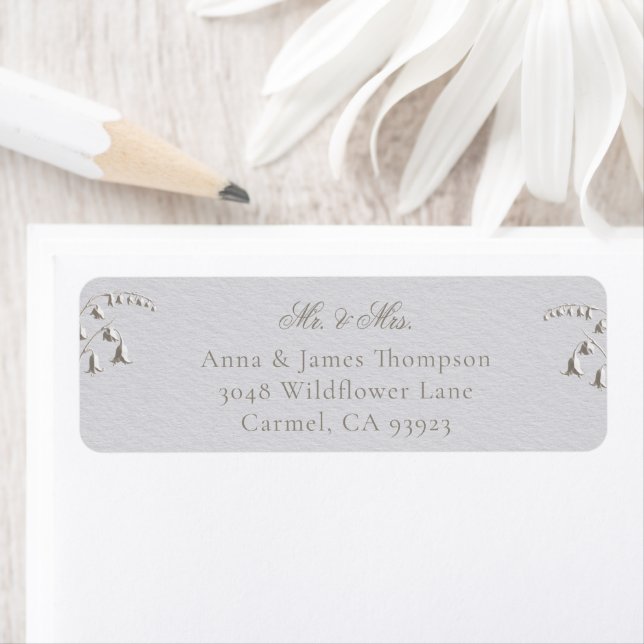 Faux Embossed Lily Valley Return Address Label (Insitu)