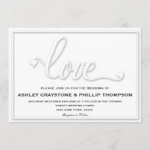 Faux Embossed Love Wedding Invitation
