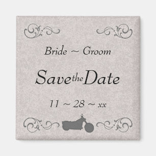 Faux Embossed Motorcycle Save the Date Magnet