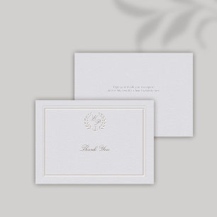 Faux Embossed Nautical Anchor Ivory Formal Wedding Thank You Card