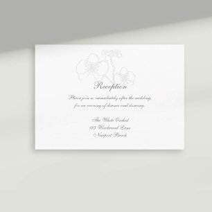 Faux Embossed Orchid Calligraphy Reception Wedding Enclosure Card