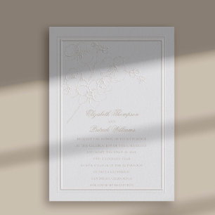 Faux Embossed Orchids Frame Formal Elegant Wedding Invitation