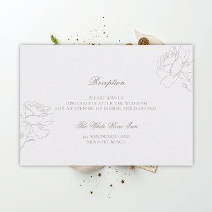 Faux Embossed Rose Pearl Classic Reception Wedding Enclosure Card