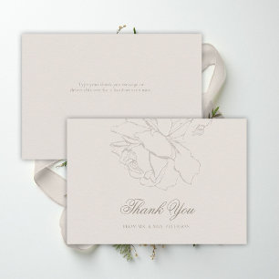 Faux Embossed Roses Ecru Classic Formal Wedding Thank You Card